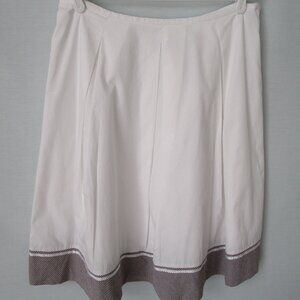 Robbie Bee white pleated cotton border lined full skirt *Sz 12*
